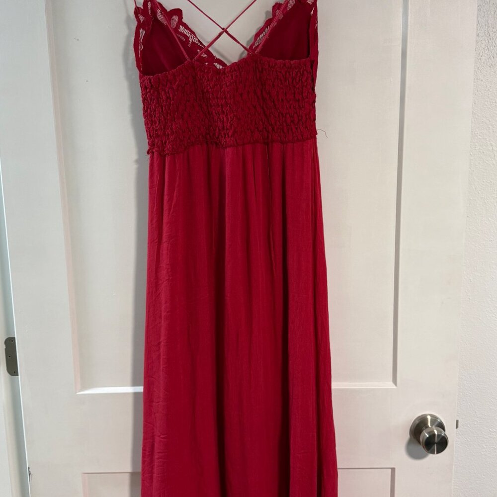 Free People Slip Dress Women Size XL Bright Red Adella Boho EUC - Picture 8 of 8